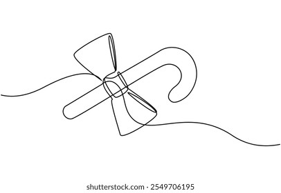 line art of candy cane for Christmas vector, one line single line, Christmas candy cane, A single line drawing of a a candy cane. 