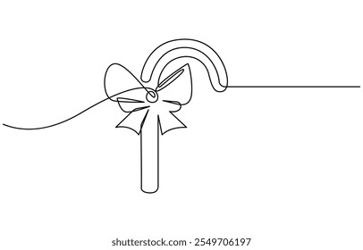 line art of candy cane for Christmas vector, one line single line, Christmas candy cane, A single line drawing of a a candy cane. 