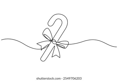 line art of candy cane for Christmas vector, one line single line, Christmas candy cane, A single line drawing of a a candy cane. 