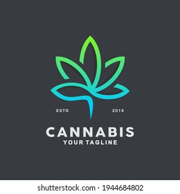 Line Art for Cannabis Logo design Inspiration Idea Concept