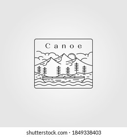 line art canoe landscape vector illustration design