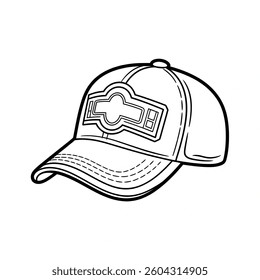 A line art cap illustration of a coloring page 