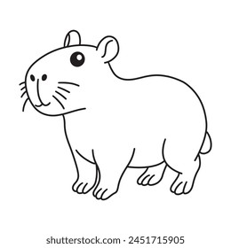 Line art of capybara cartoon vector