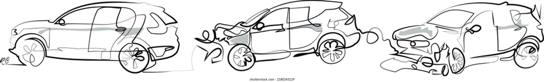 Line Art Car Crash Test