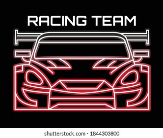 line art of Car racing team vector illustration