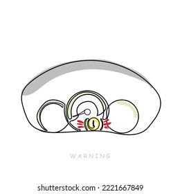 Line art of car warning. Indicator  sign. Speedometer. Dash board. Malfunction indication. 