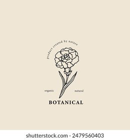 Line art carnation flower logo