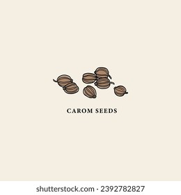 Line art carom seeds drawing