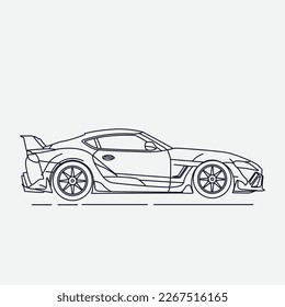 Line Art Cars. Japanese Legend Car. Icon Cars. Supra Line Art