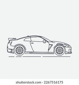 Line Art Cars. Japanese Legend Car. Icon Cars. GTR 35 Line Art