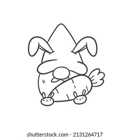 Line Art Cartoon Osternomes mit Eiern dekorieren Farbbuch für Kinder