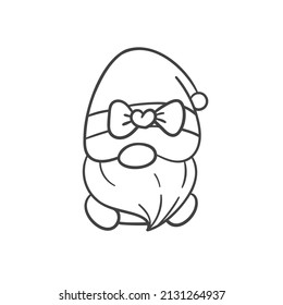 Line art cartoon Easter gnomes holding eggs decorate coloring book for kids