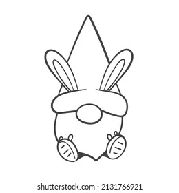 Line art cartoon Easter gnomes holding eggs decorate coloring book for kids