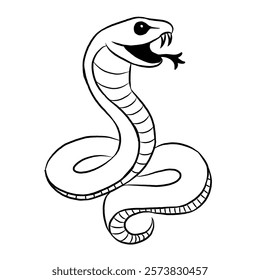 line art cartoon snake isolated on white background. reptile animals