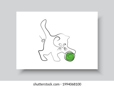 Line art of cat. Abstract hand drawn vector illustration. Abstract animal Art design for print, home decor, cover, wallpaper, Minimal and natural wall art posters