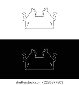 Line art cat animal vector icon logo  