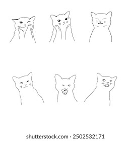 line art cat black and white simple 
