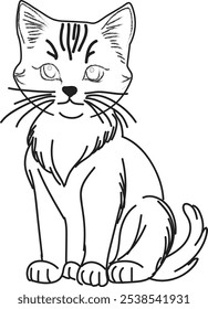 Arte de línea de gato blanco y negro Vector de gato línea de arte Vector