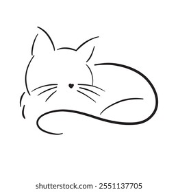 Line art of cat. Elegant vector illustration.