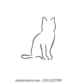 Line art of cat. Elegant vector illustration.