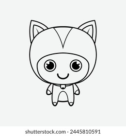 The Line Art of Cat Icon Character