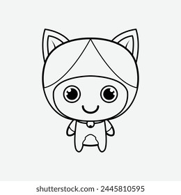 The Line Art of Cat Icon Character