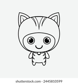 The Line Art of Cat Icon Character