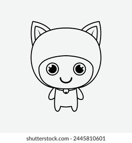 The Line Art of Cat Icon Character