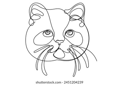 Line Art cat Icon. Doodle Sketch Line Art Cat Mascot Silhouette. Simple Outline Kitty Domestic Animal Illustration. Vector Editable Thin Stroke Symbol. 