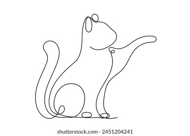 Line Art cat Icon. Doodle Sketch Line Art Cat Mascot Silhouette. Simple Outline Kitty Domestic Animal Illustration. Vector Editable Thin Stroke Symbol. 