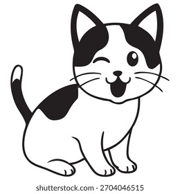 Line art cat and illustrator isolated eps 10