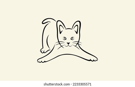diseño de logotipo de gatos de arte de línea