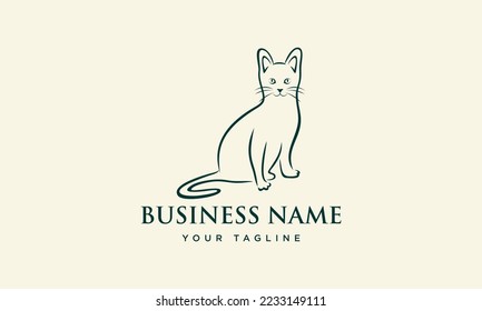 plantilla de logotipo de gatos de arte de línea