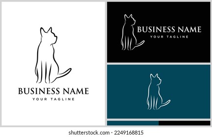 line art cat logo template