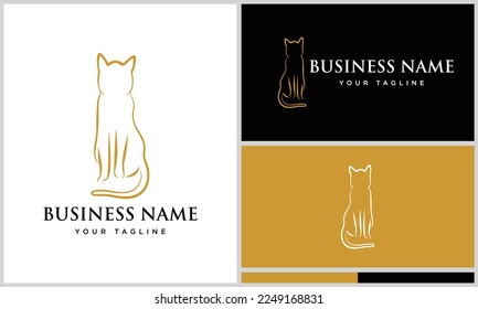 line art cat logo template