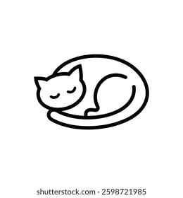 line art of cat sleeping abstract logo designs