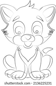 line art cat vector for coloring book
