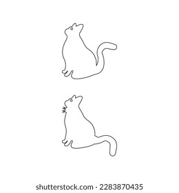 Line art cat vector logo template design 