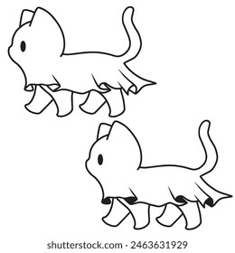 Line art cats ghost, vector art