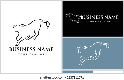 line art cattle logo template