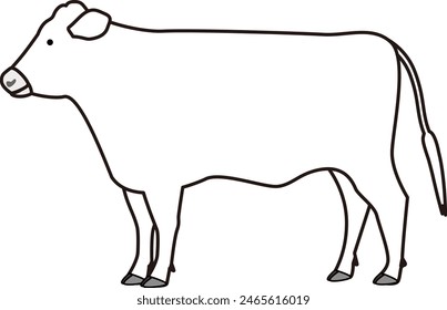 Line art of a cattle without horns seen from the side