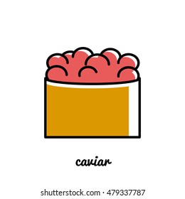 Line art caviar icon. Isolated vector illustrations. Infographic element