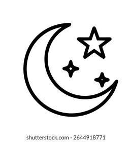 Line Art Celestial Moon and Stars Symbol Graphic Element Illustration