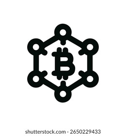 Line Art Centralized Bitcoin Network Blockchain Technology Cryptocurrency Digital Currency Icon
