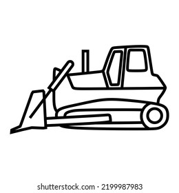 Line Art Chain Wheel Dozer Icon, Heavy Equipment