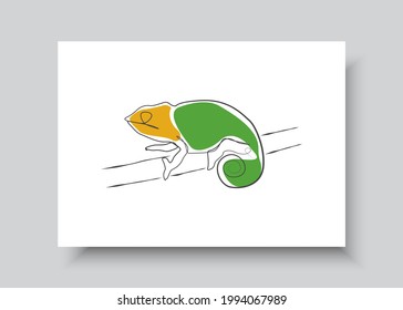 Line art of chameleon. Abstract hand drawn vector illustration. Abstract animal Art design for print, home decor, cover, wallpaper, Minimal and natural wall art posters