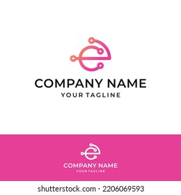 Line Art Chameleon Tech Logo Design