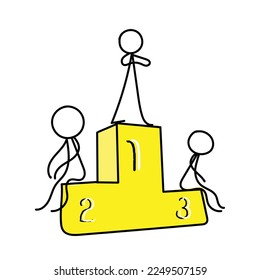 Line art character concept with transparent background. Competition and winners vector art.