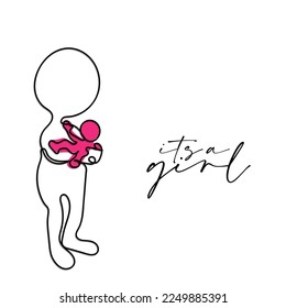 Line art character with transparent background. Minimal vector art. One line icon of