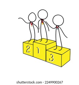 Line art character with transparent background. Minimal vector art. One line icon of winners and competition concept.